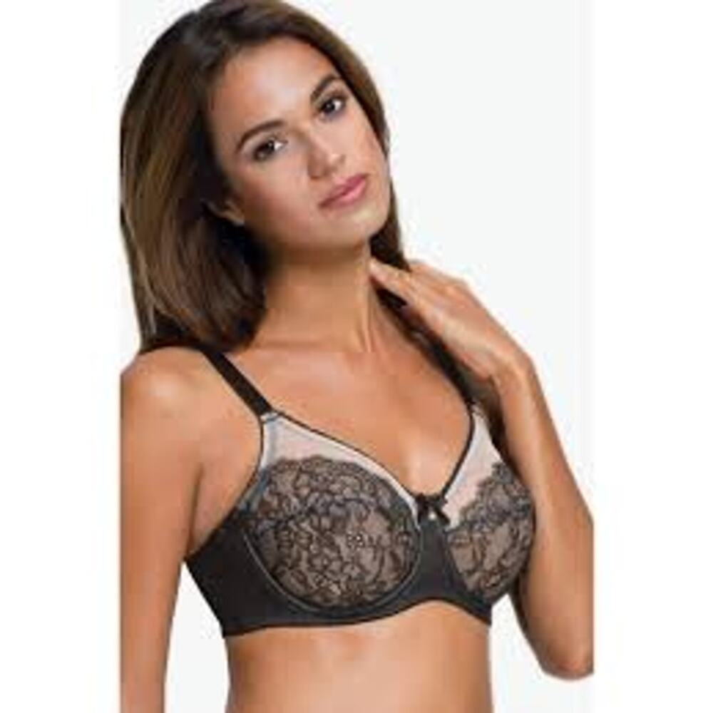WACOAL Retro Chic Full Figure Underwire Bra Mesh Lace Black Size 34DDD 34F
